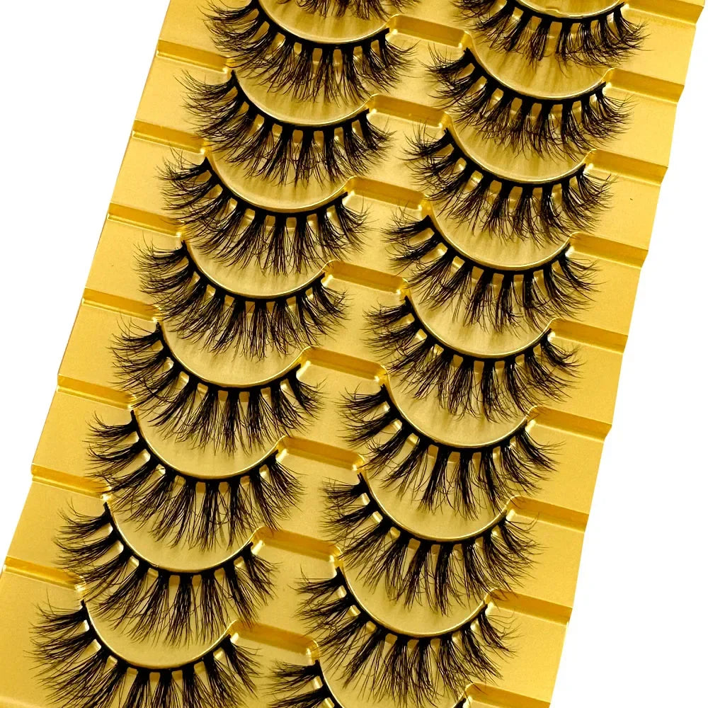 5/10 Pairs 3D Mink False Eyelashes – Wispy Handcrafted Full Strip Short Natural Lashes for Makeup