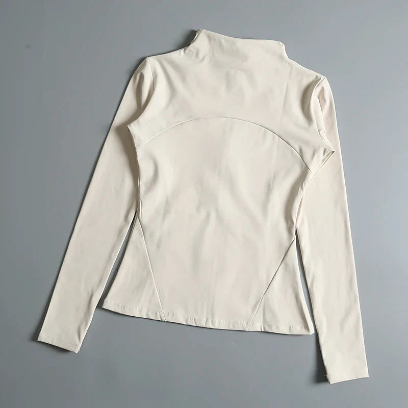 New Yoga Wear Ladies Coat – High Elastic Loose Fitness Top, Long Sleeve Stand-Up Collar for Exercise