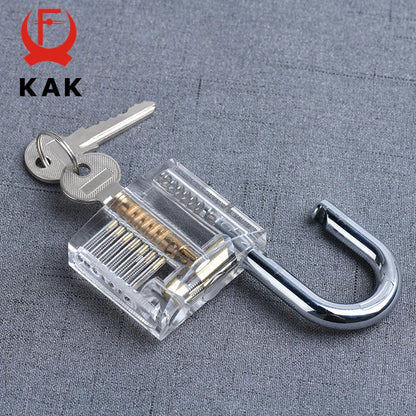 KAK Transparent Practice Padlock - DIY Cutaway Lock Picking Training Tool with Keys for Locksmith Practice