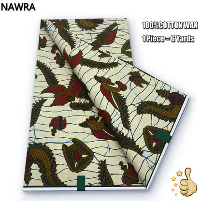 2026 African Real Wax Print Fabric - 100% Cotton Nigerian Ghana Style Pagne for Women