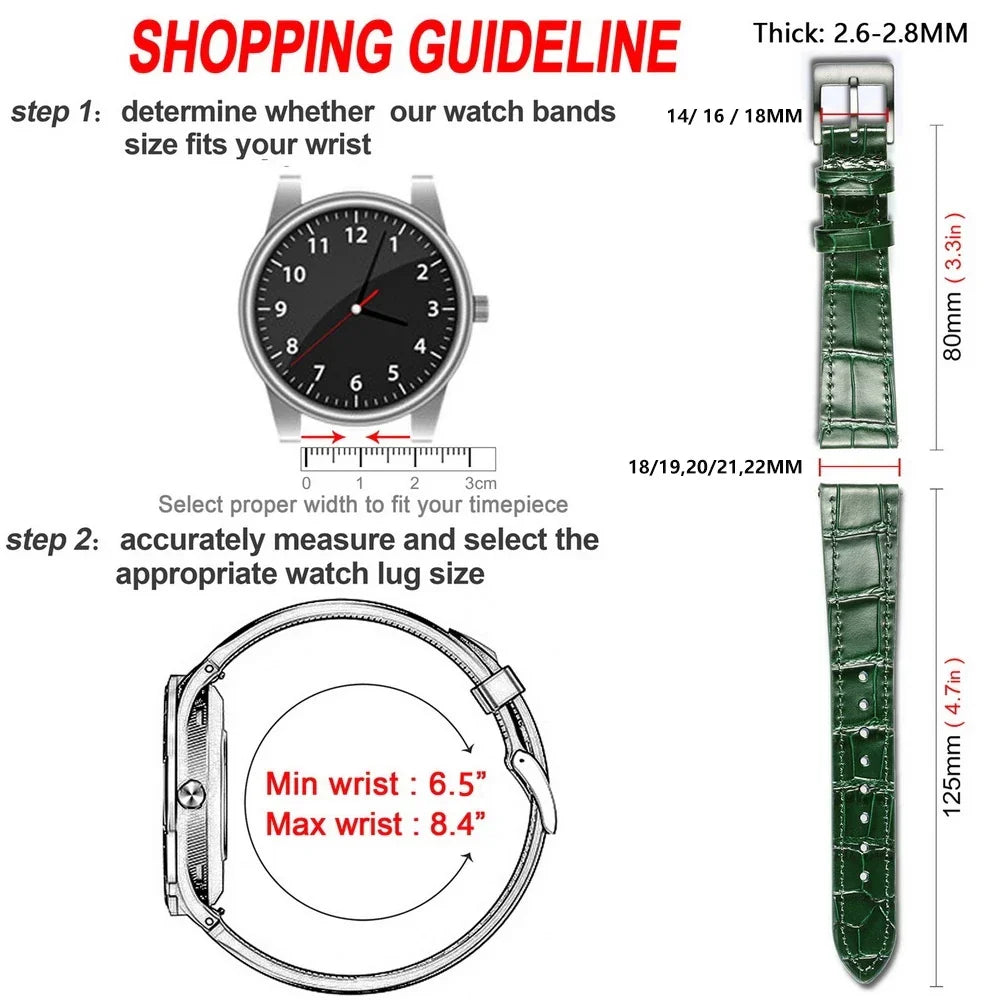 HEMSUT Genuine Leather Watch Band – Handmade Cowhide Quick Release Straps for Men 18MM-22MM