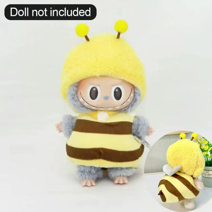 17cm Labubu Doll Clothes — DIY Accessories Heartbeat Long-Eared Furry Rabbit Costume | Cartoon Dress-Up Outfit