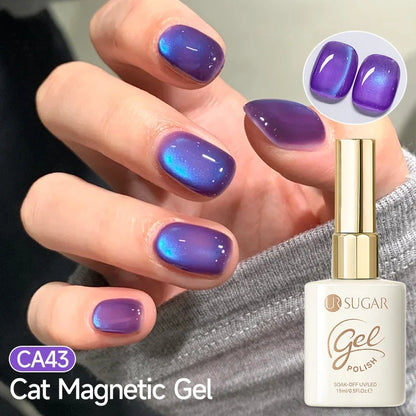 UR SUGAR 15ml Magnetic Cat Eye Gel Polish - Sparkling Silver Glitter UV LED Soak Off Nail Gel