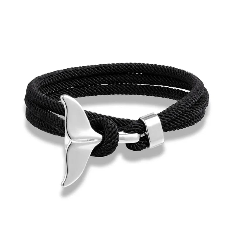 Whale Tail Anchor Bracelet - Adjustable Ocean Style Rope Couple Friendship Jewelry