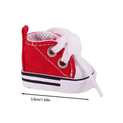 3.8cm Doll Shoes for 17cm Labubu Doll — Solid Color Lace-Up Canvas PU Shoes, Doll Clothing Accessories & Girl’s Toy Gift