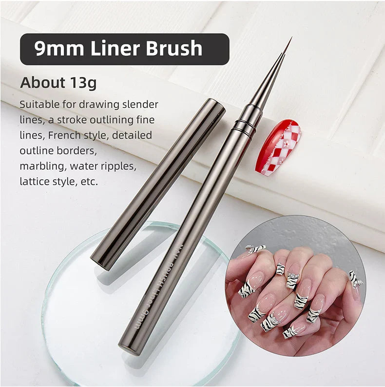 Nail Art Liner Brushes – Striping & Drawing Pens for Elongated Lines, 6–25mm Professional Manicure Design Tools