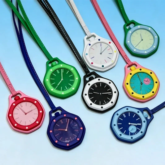 2026 Octagonal Pocket Watch - Colorful Quartz Necklace Watch With Removable Chain And Unique Style
