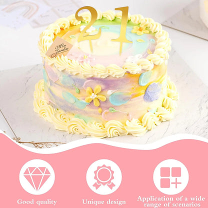 10–20PCS Acrylic Number Cake Toppers (0–9) – Gold Birthday & Wedding Cupcake Decorations for Party Cakes