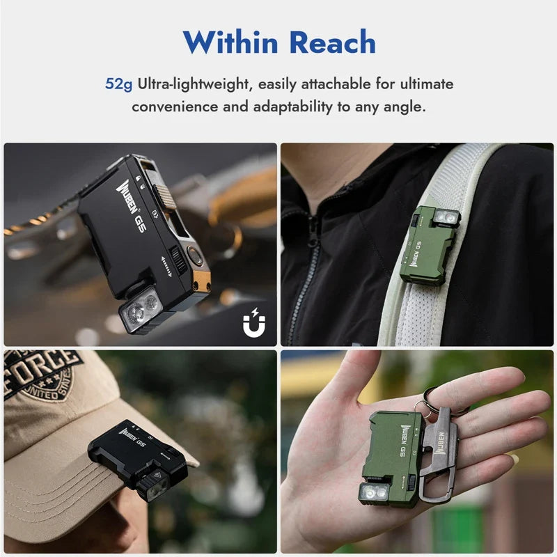 WUBEN G5 EDC Flashlight – 400 Lumens Portable Waterproof Pocket Torch with 180° Rotating Head & Magnetic Tail for Outdoor Use