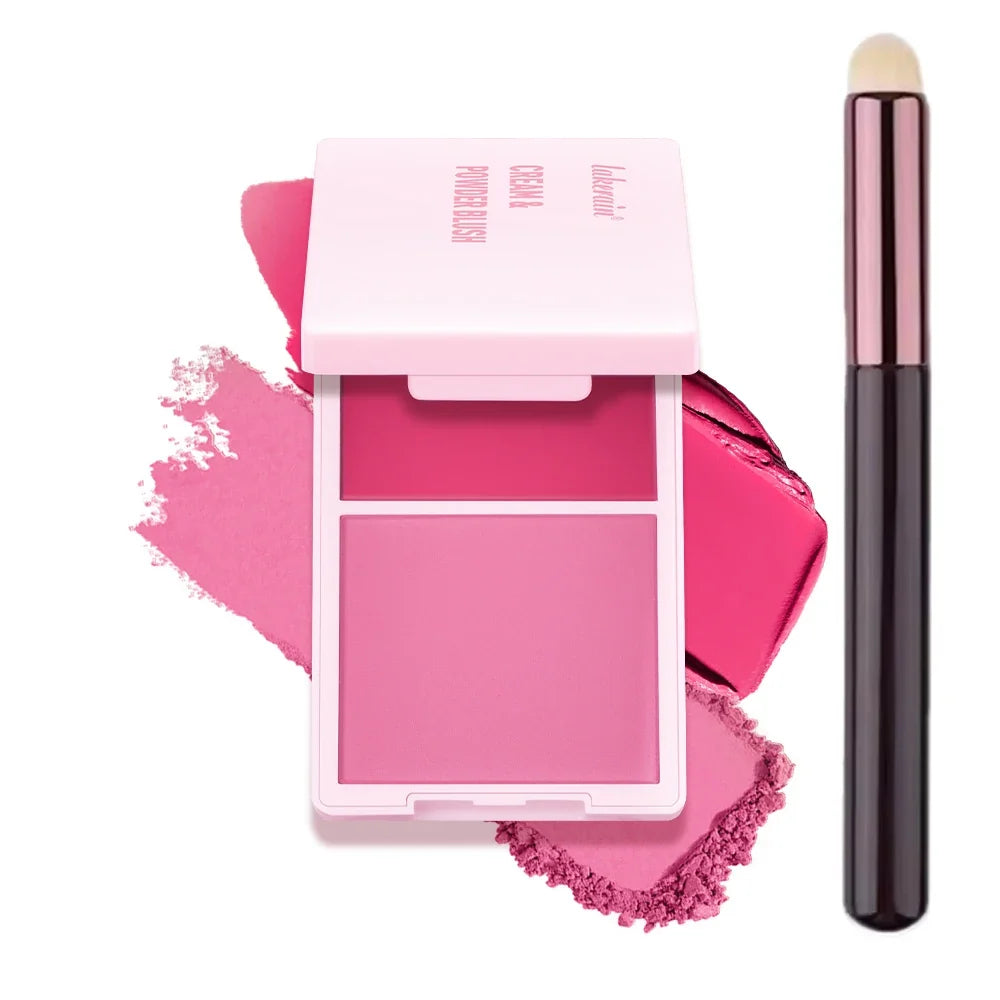 Juvia’s Blush Cream Powder Makeup - High Pigment Matte Rose Blush Duo with Long-Lasting Natural Finish Cosmetics