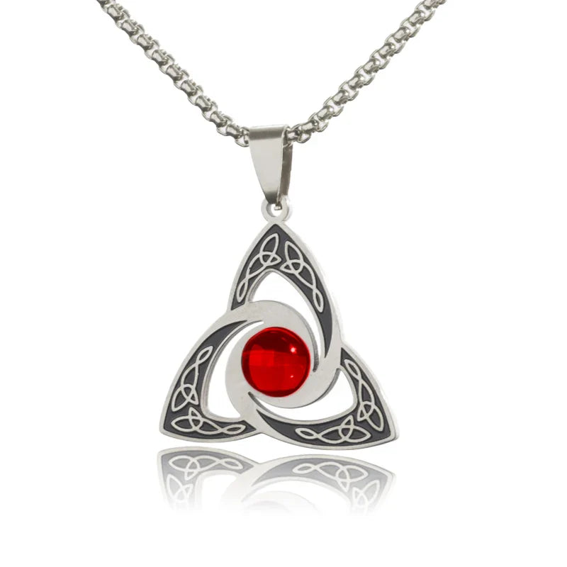 Witch Knot Necklace – Stainless Steel Magic Celtic Knot Pendant, Pagan Witchcraft Symbols, Jewelry Gift for Women