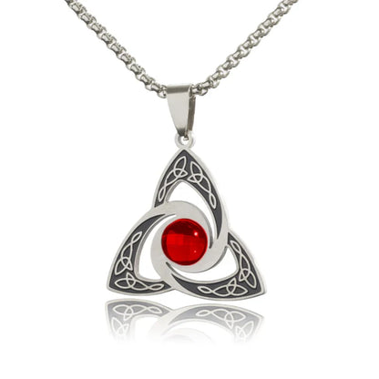 Witchcraft Witch Knot Necklace - Irish Trinity Knot Triple Spiral Pendant, Stainless Steel Ankh Cross Pentagram Amulet Jewelry