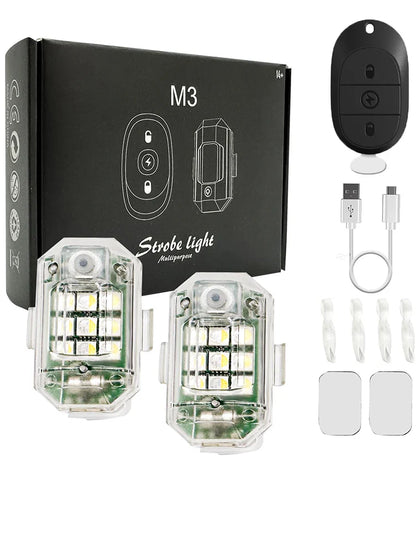Donwof M3 Car & Motorcycle Strobe Light – Waterproof LED Anti-Collision Warning with Remote