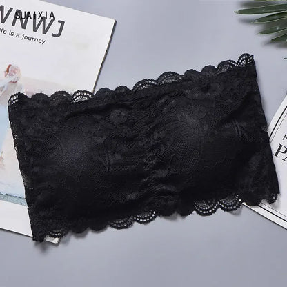 Sexy Women Lace Floral Tube Top Bralette Bra, Strapless Bustier Bandeau Crop Top with Back Closure, Elegant Lingerie Top