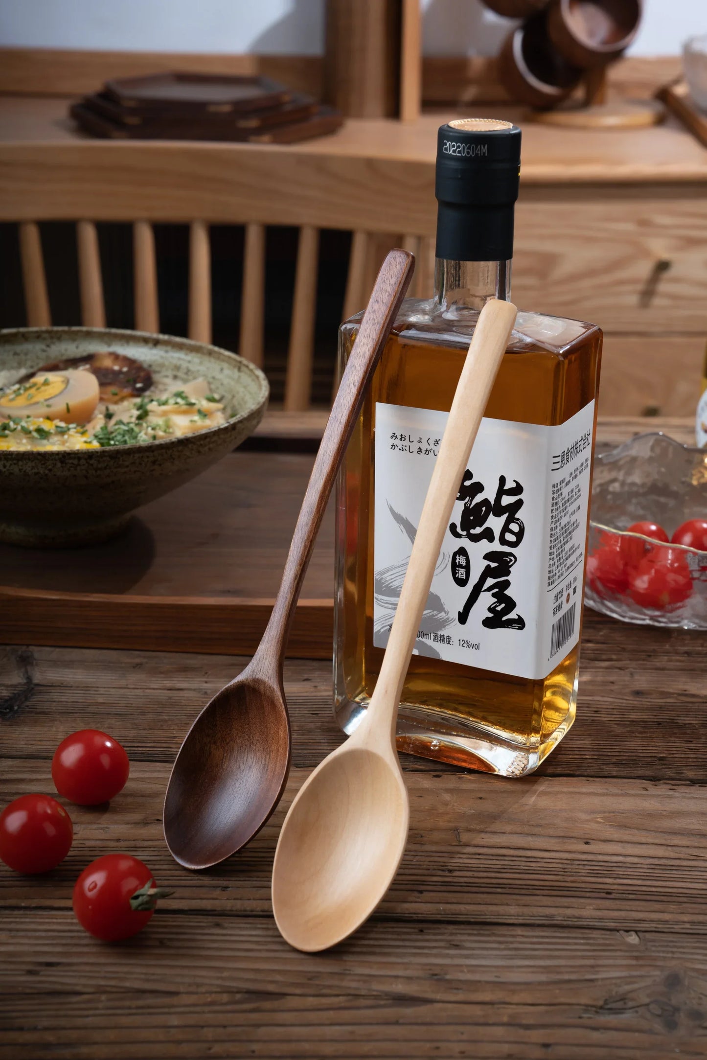 5-Piece Wooden Spoon and Fork Set – Eco-Friendly Natural Ellipse Ladle for Cooking, Tableware Accessories