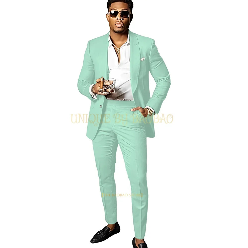 Men's Brown 2 Piece Suit - Shawl Collar Single Breasted Tuxedo Blazer & Pants Set For Wedding, Business & Formal Events