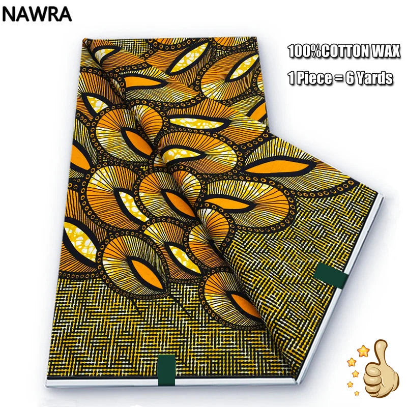 2026 African Real Wax Print Fabric - 100% Cotton Nigerian Ghana Style Pagne for Women