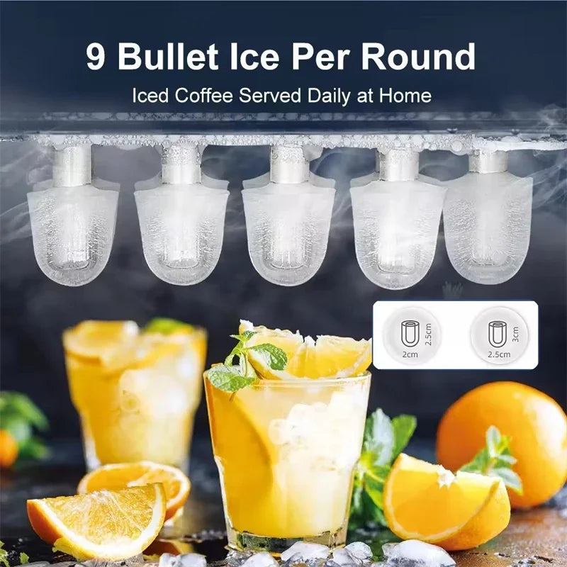 110V/220V Electric Ice Maker – Portable Automatic Bullet & Round Ice Cube Machine, Professional Use