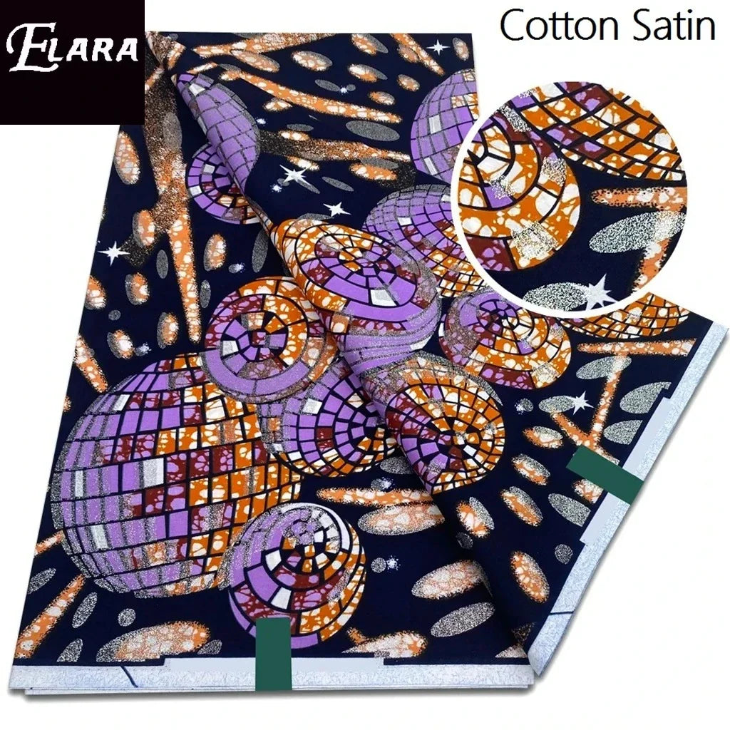 African Real Wax Print Fabric - Grand Original Ankara Blue Cotton Wax Material 6 Yards for Stylish Dresses & Uniforms