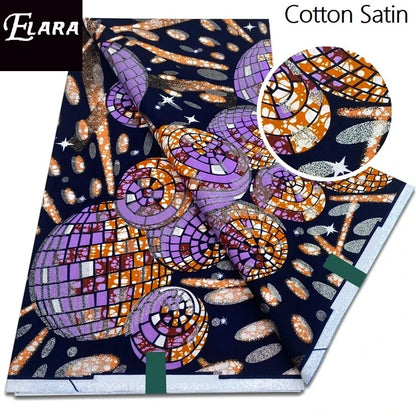 African Real Wax Print Fabric - Grand Original Ankara Blue Cotton Wax Material 6 Yards for Stylish Dresses & Uniforms