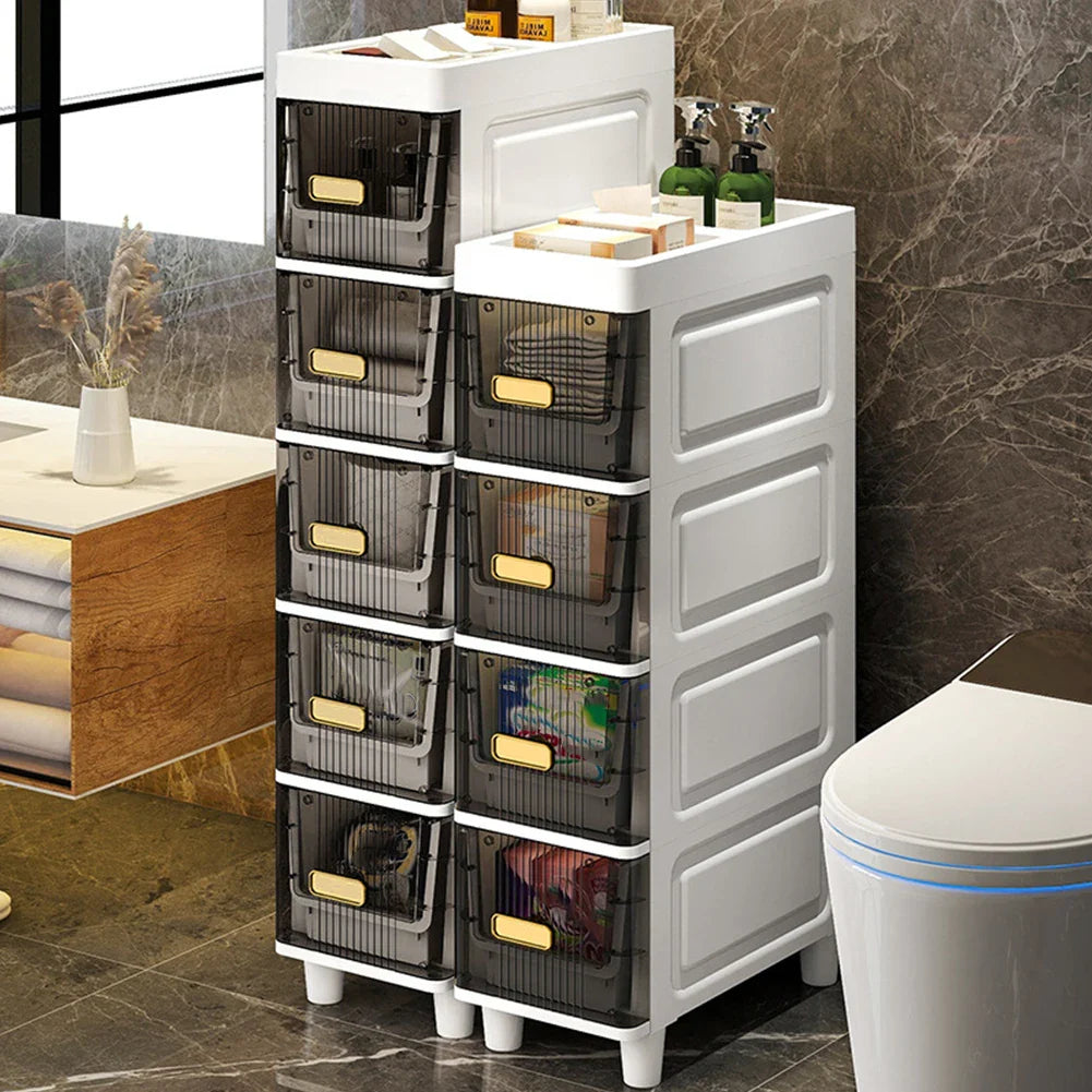 Narrow Toilet Storage Cabinet – 4/5 Tier Waterproof Corner Shelf & Crevice Side Rack