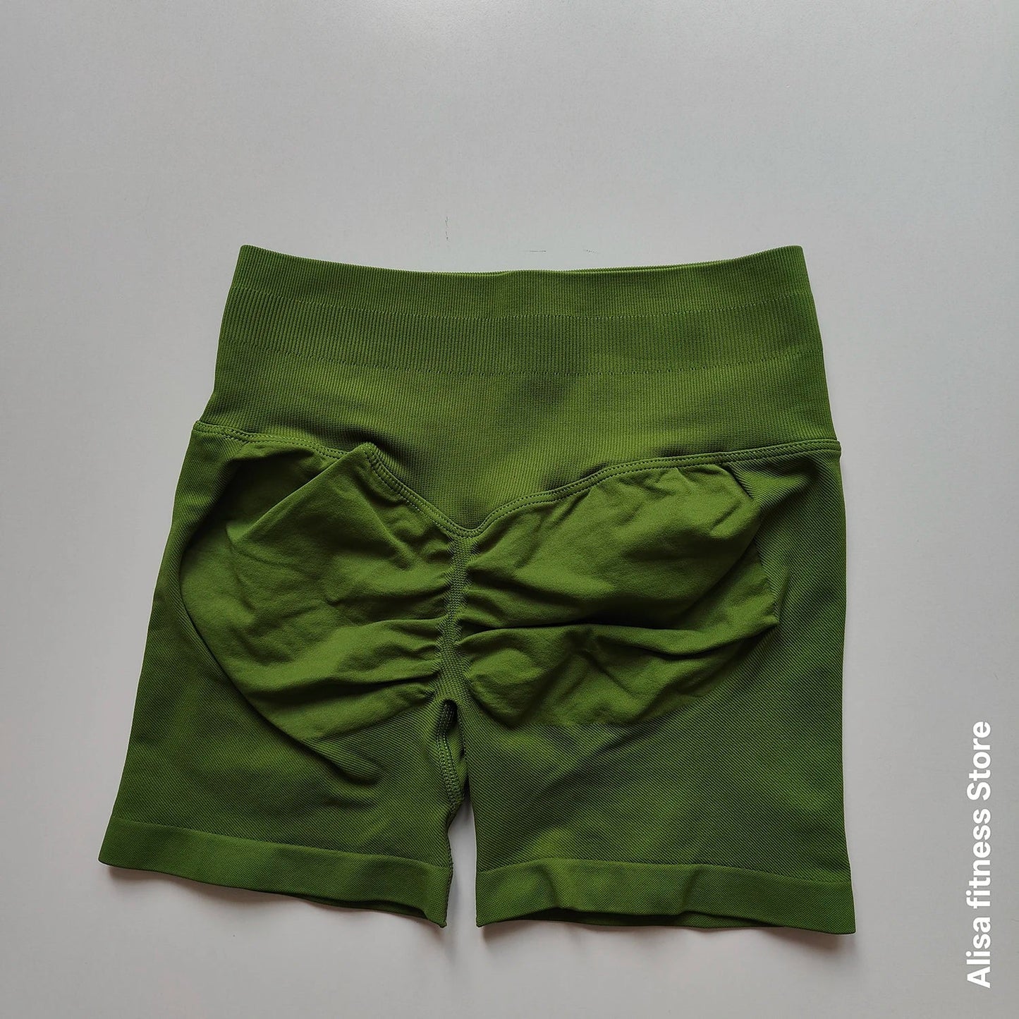 Summer High Waisted Yoga Shorts - Seamless Tummy Control Fitness Running Shorts with Solid Color Stretch Leggings Style