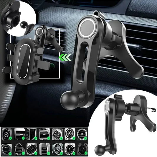 17mm Ball Head Car Phone Holder - 360° Rotatable Air Vent Clip Mount with Anti-Shake Y-Shaped Base