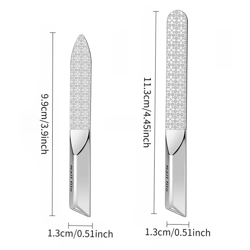 Stainless Steel Double-Sided Nail File - Professional Manicure Buffer & Nail Styling Tool for Home and Travel