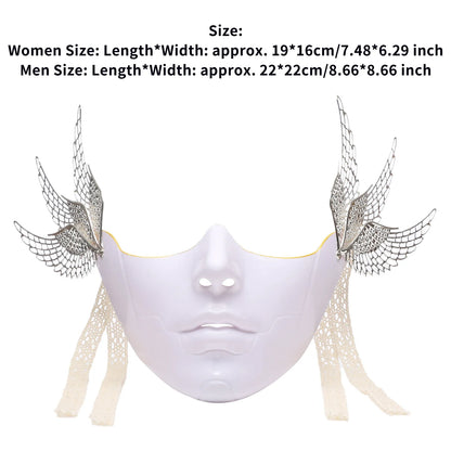 Cyberpunk Mechanical Half Face Mask — Technological Wings Mask for Men & Women, Halloween, Carnival, Dress-Up Props