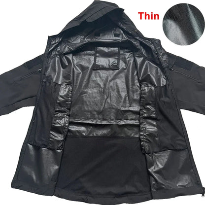 Military Shark Skin Soft Shell Jacket for Men - Tactical Windproof Waterproof Hooded Army Combat Bomber Coat
