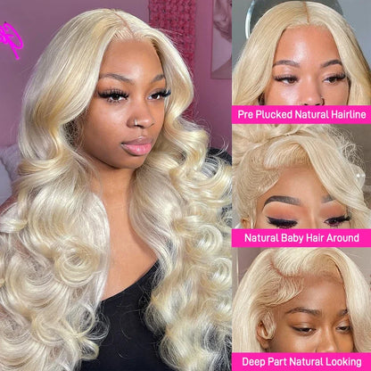 13x6 HD Lace Frontal Wig – Transparent 613 Blonde Body Wave Human Hair Wig, 250 Density