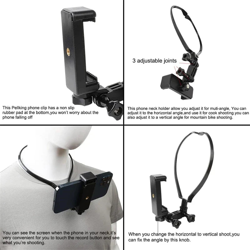 Hands-Free Wearable Neck Holder – Universal Lazy Phone Stand, Hanging Mount for iPhone 15 Pro Max, Samsung, GoPro, Dock Station Bracket