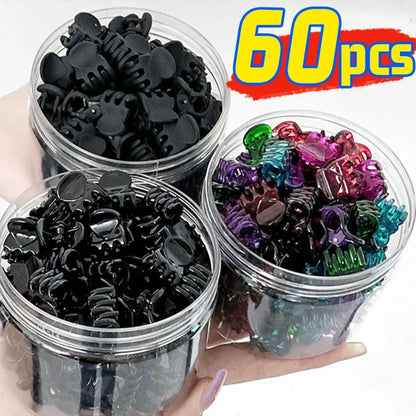 Mini Hair Claw Clips Set - 10-60PCS Plastic Hair Clips for Women & Girls in Black, Brown and Transparent Styles