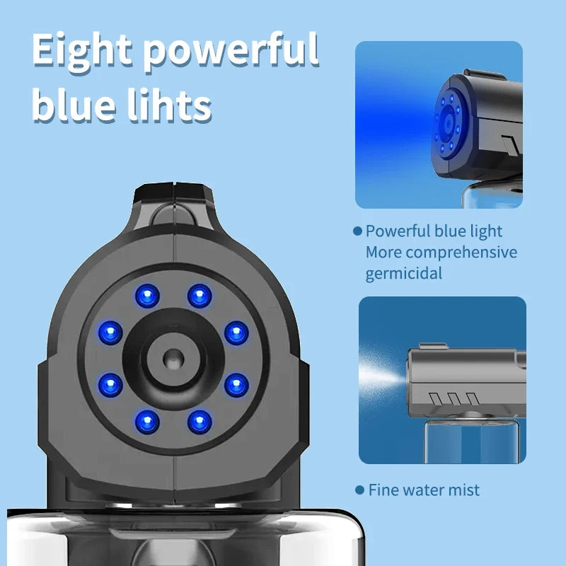 280ML Nano Blue Light Spray Gun - Wireless USB Electric Atomizer Mist Sprayer For Barber Aftershave Garden Disinfection