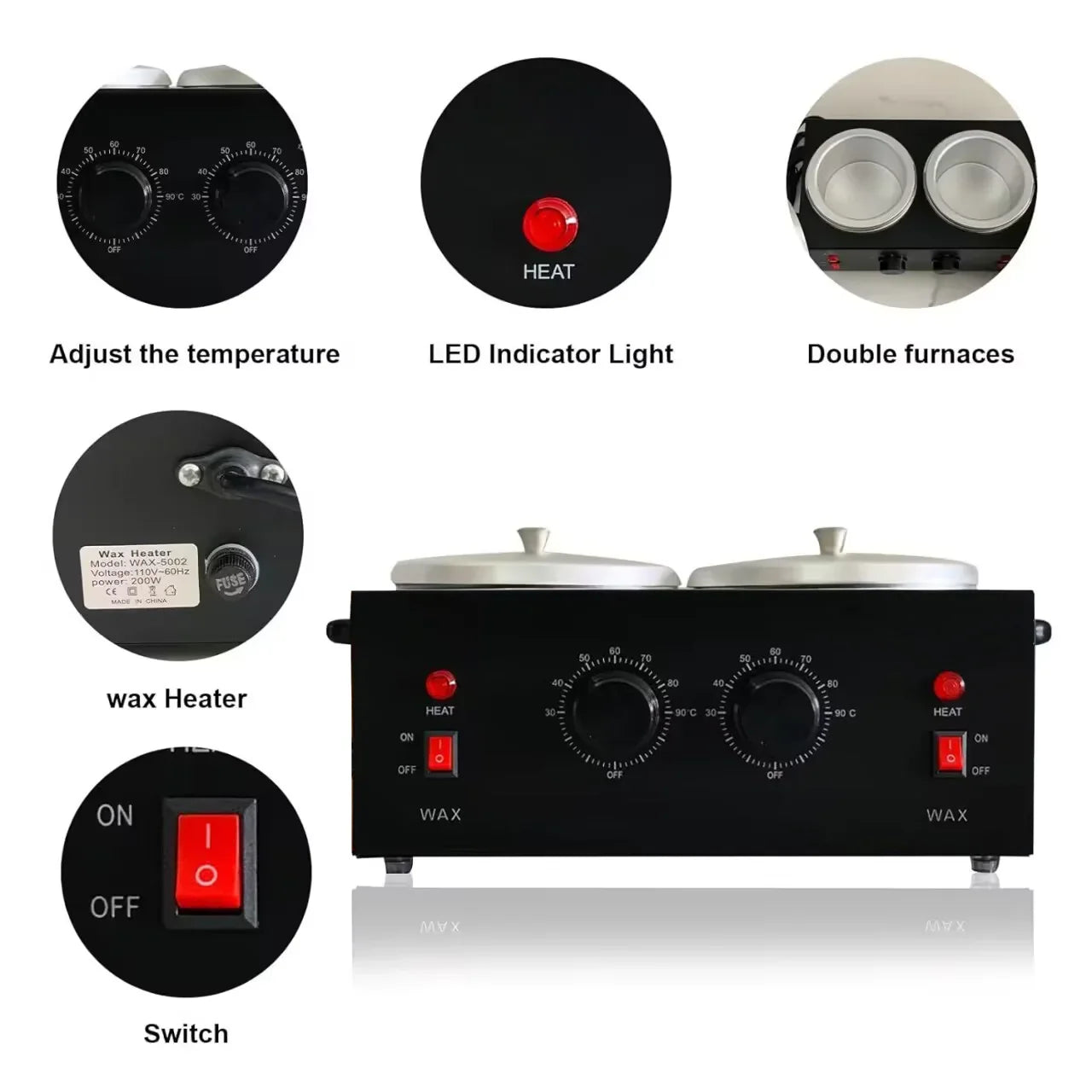 Dual Wax Pot Professional Heater – Electric Paraffin Waxing Machine for Hair Removal & Spa Use