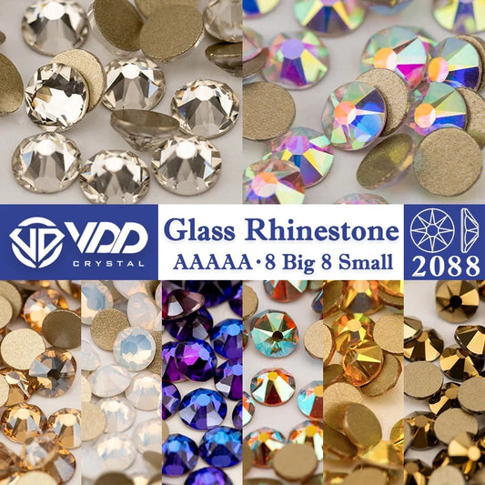 VDD AAAAA Crystal Flatback Rhinestones - SS16-SS30 16-Cut Gems for DIY Crafts & Nail Art Decoration