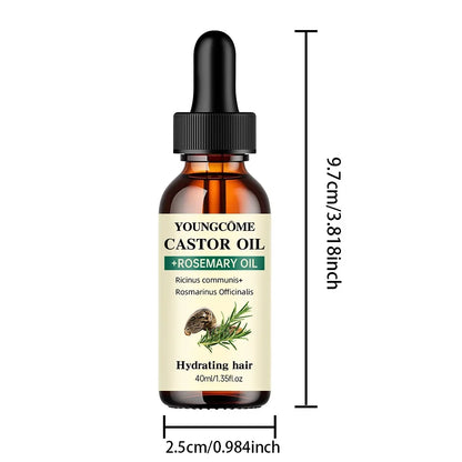 Castor & Rosemary Hair Growth Oil - Natural Blend for Thicker, Shinier Hair and Split End Care