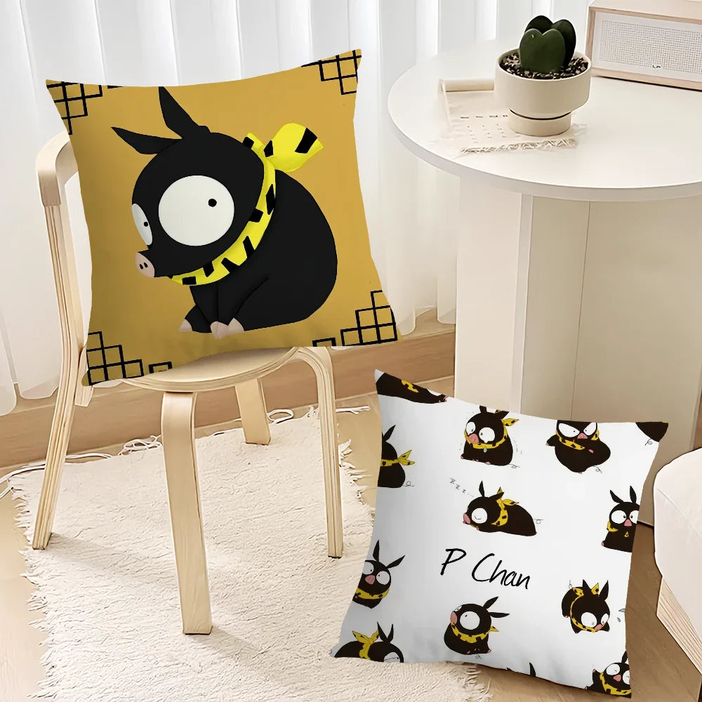 Anime Cute Ranma P-chan & Ryoga Pig Cushion Cover – Sofa, Bedroom & Office Pillow Case for Nap Time