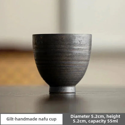 Japanese Handmade Stoneware Tea Cup – Small Kung Fu Single Teacup Vintage Style