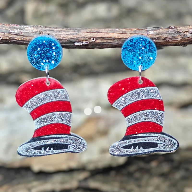 Teacher’s Day Acrylic Earrings - Cute Cat Dog Books Design Jewelry Gift for Teachers and Students