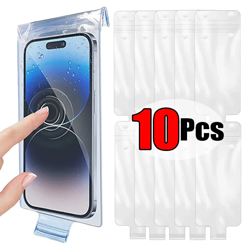 1-10PCS Cycling Rainproof Phone Pouch – High Sensitivity Waterproof Cellphone Cover for iPhone, Samsung, Xiaomi