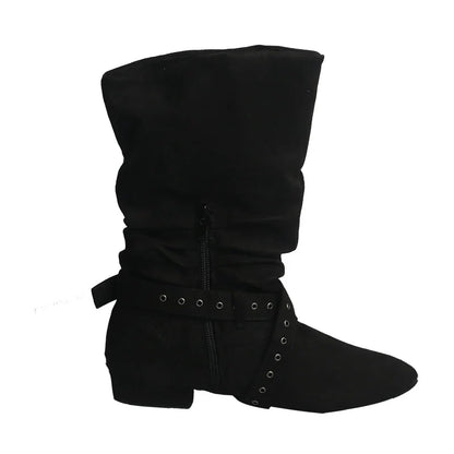 Wedopus Women’s Customized Heel Western Dance Boots – Black Suede Cowboy Shoes for Urban Dancing