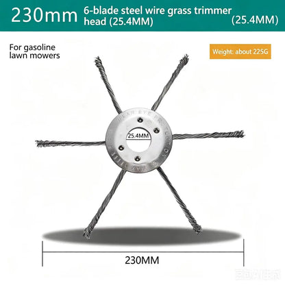 LUSQI Steel Wire Wheel Grass Trimmer Head – 6/7 Inch Universal Brush Cutter Attachment for Weed, Moss & Rust Removal