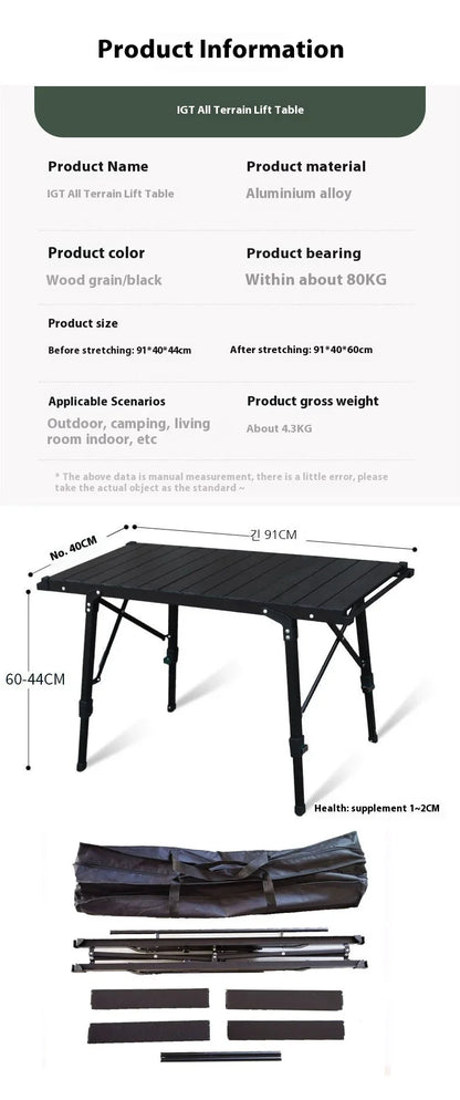 Lohascamping Folding IGT Table – Lightweight Portable Roll Table with Adjustable Legs for BBQ, Desktop Burner & Backpacking