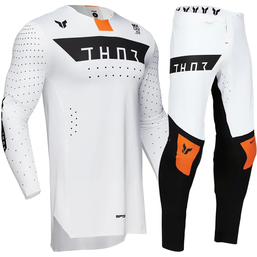 Thor 2026 Motorcycle Riding Set - Bleach Black Camo Off-Road Racing Gear Long Sleeve Jersey and Pants