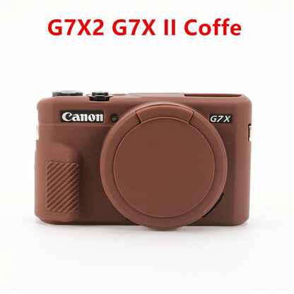 Canon G7X Silicone Camera Case - Soft Rubber Shockproof Body Cover with Lens Cap for G7X Mark II III G7XII G7X2 G7XIII G7X3