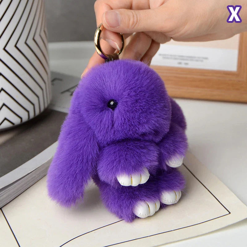 15cm Rabbit Fur Keychain – Fluffy Bunny Pendant for Women’s Bags, Car Keys & Decorative Accessories Gift