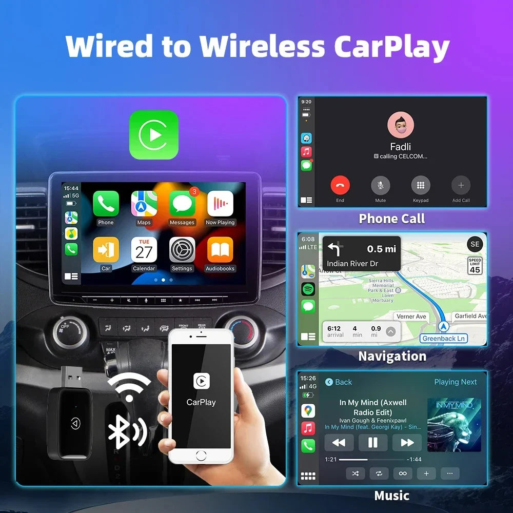 Mini CarPlay Box for Audi, Mercedes, Volvo & Volkswagen – Wireless Android Auto, Bluetooth, Charging, and Siri Support for iOS 15