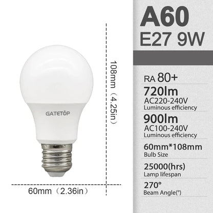 E27 LED Light Bulbs - 3W to 24W A60 G45 Energy Saving AC 110V 220V Home Lamps