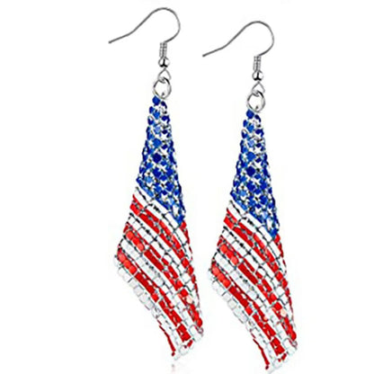 American Flag Drop Earrings - USA Patriotic Red White Blue 4th of July Jewelry Accessories for Women